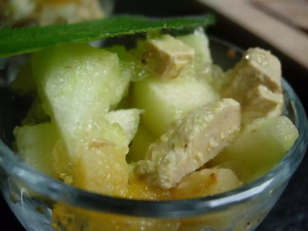 Verrines pommes vertes foie gras gelée Monbazillac abricot secs - photo 4