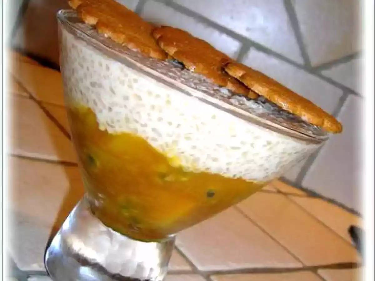 VERRINES TAPIOCA AU LAIT DE COCO ET COMPOTEE AUX FRUITS EXOTIQUES