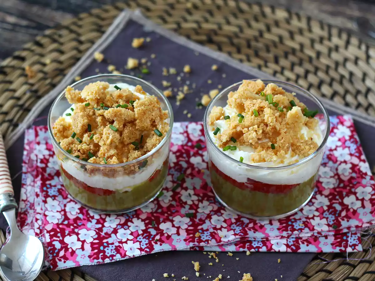 Verrines végétariennes: crème de petit pois, crumble de parmesan et crème au mascarpone - photo 9