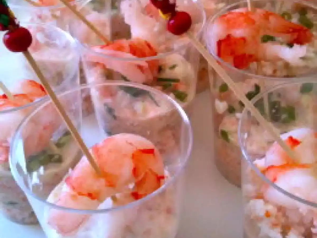 Verrines vertes aux crevettes