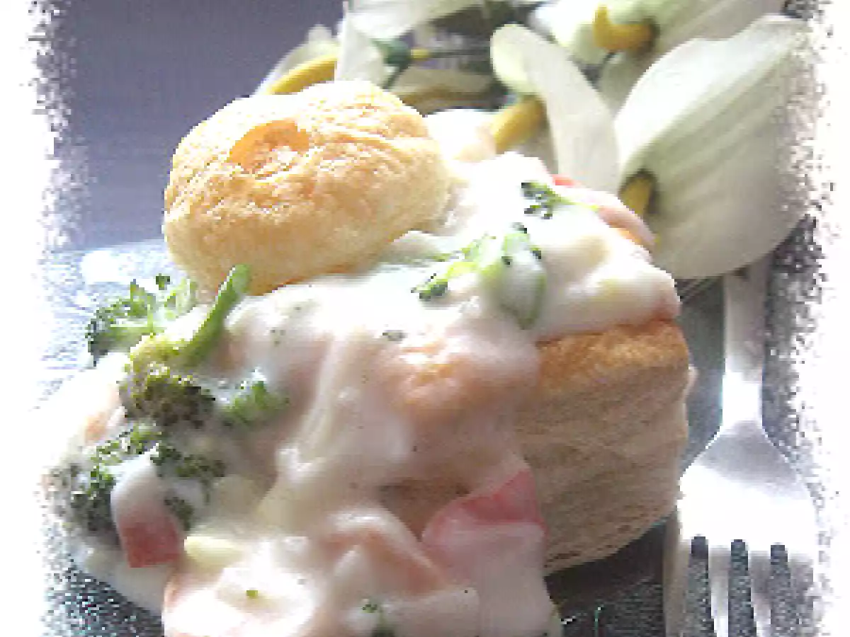 Vol au vent à la goberge et aux crevettes