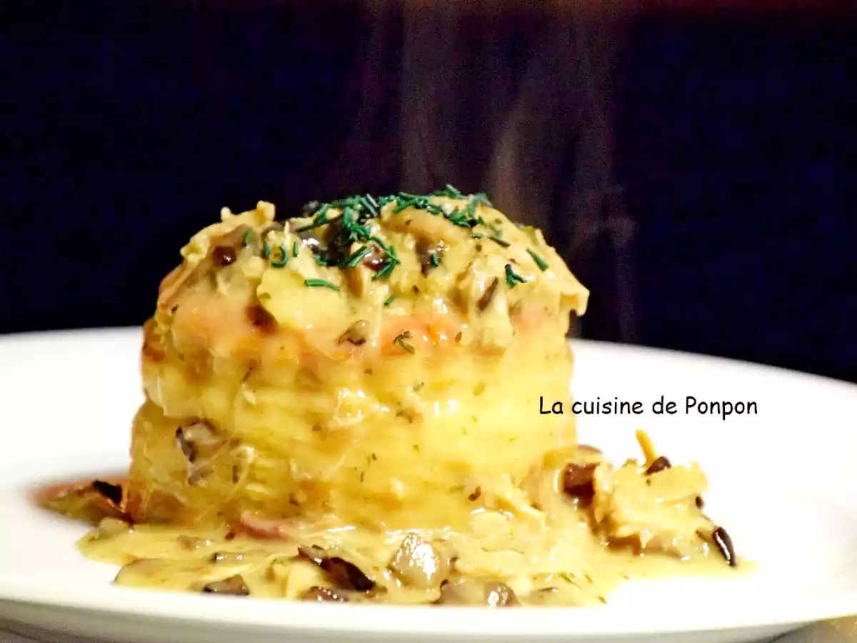 Vol au vent aux restes de poulet et champignons des bois