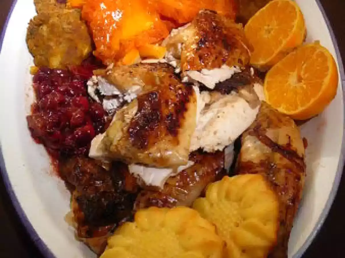 Volaille farcie à l'orange, sauce cranberry-orange et gratin de patates douces - photo 2