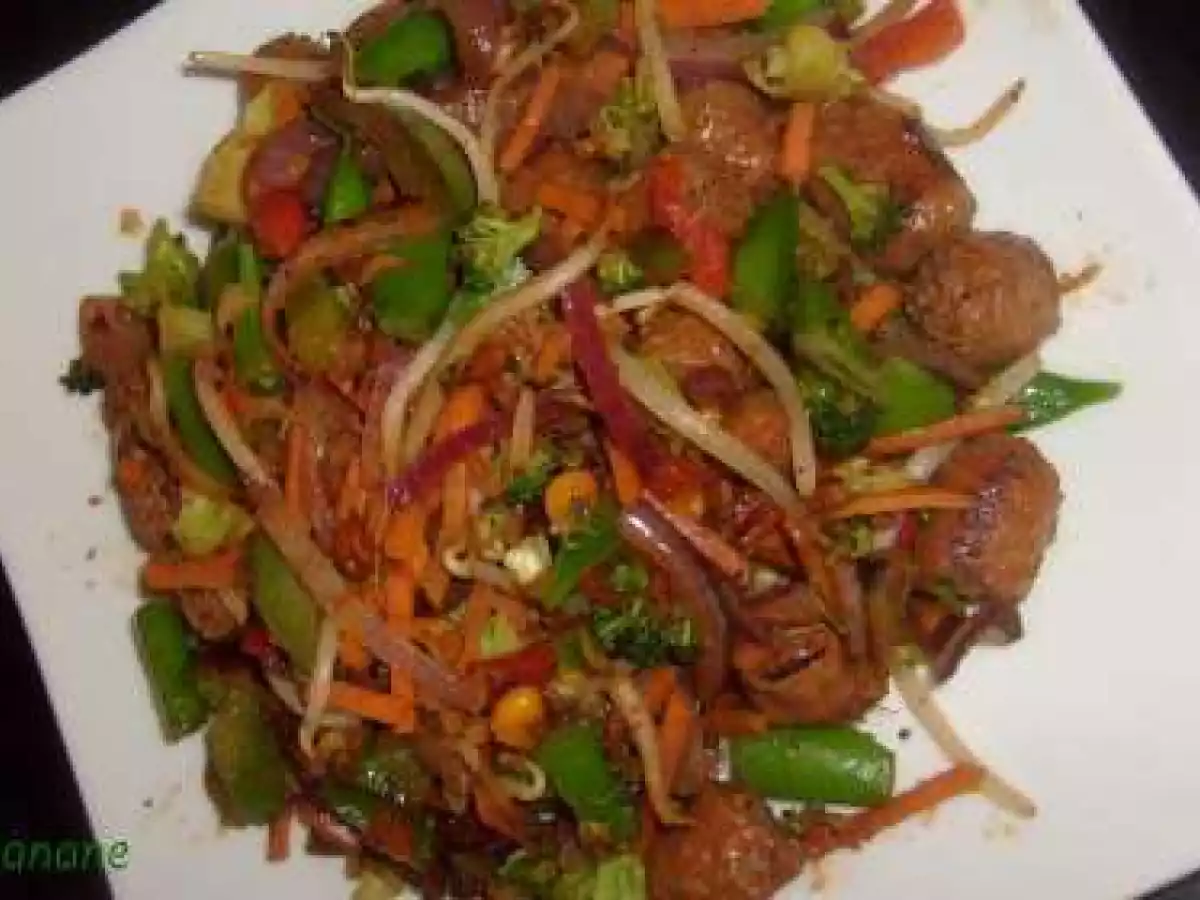Wok de légumes au merguez