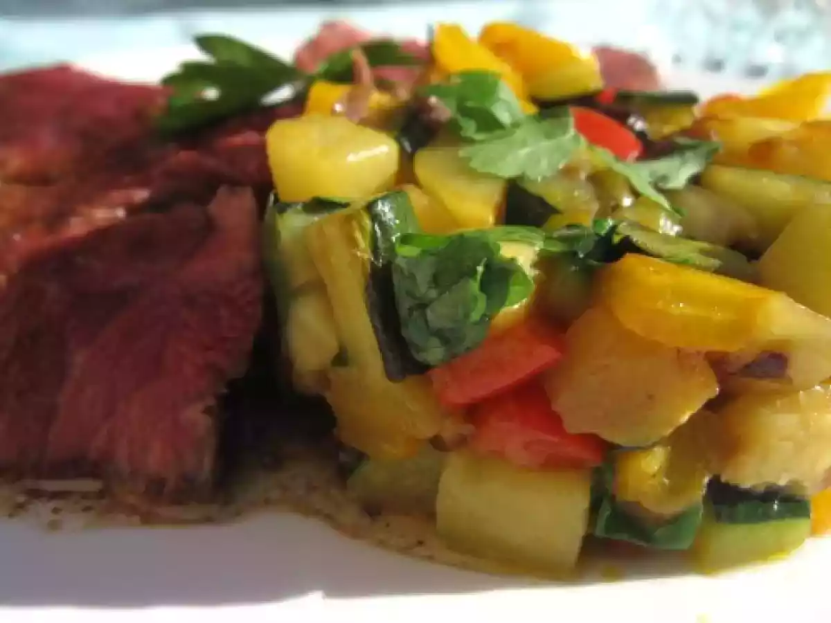 Wok de légumes comme en été avec rosbeef