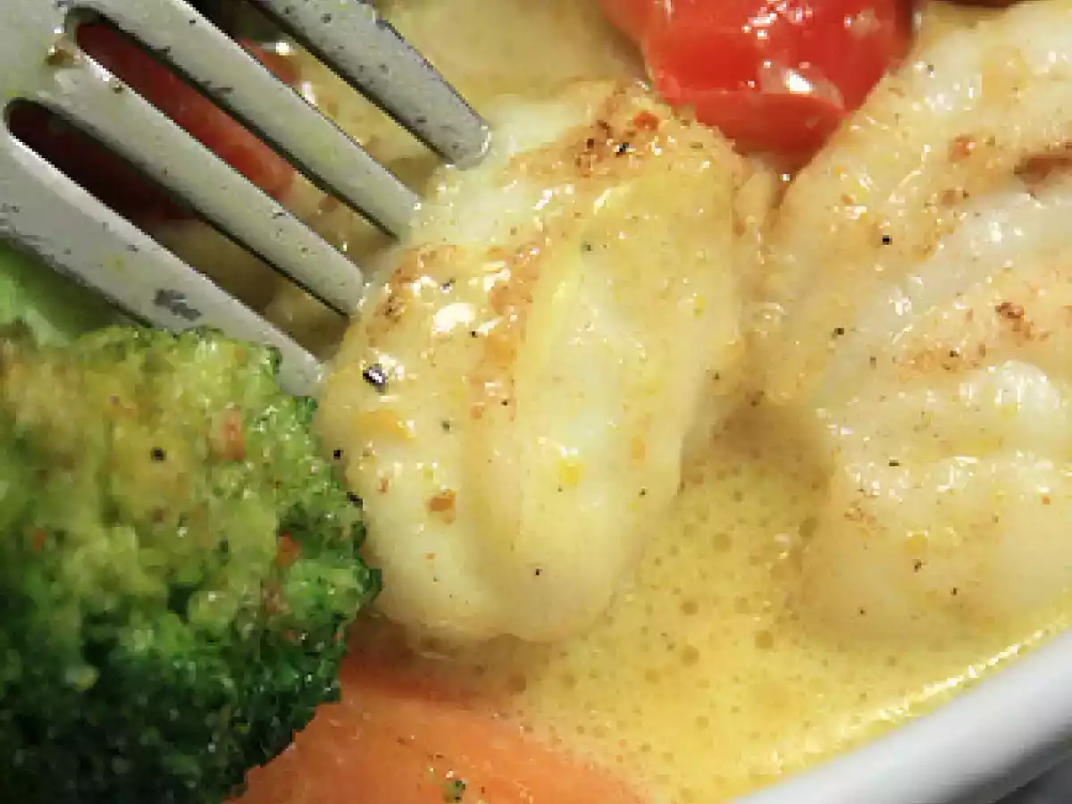 Wok de lotte aux légumes & sabayon de Curry