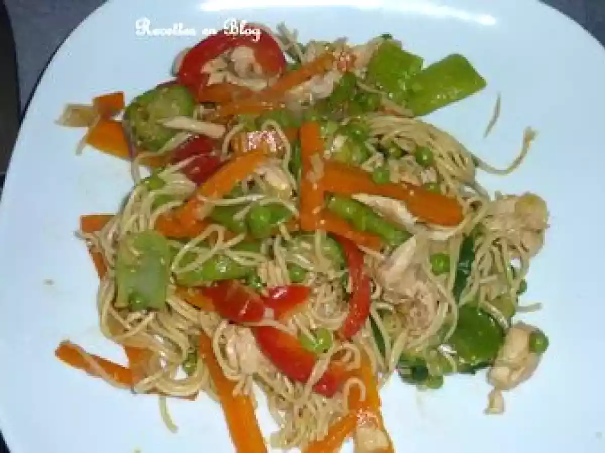 WOK DE POULET AUX NOUILLES, GINGEMBRE ET AUX 6 LEGUMES - photo 2