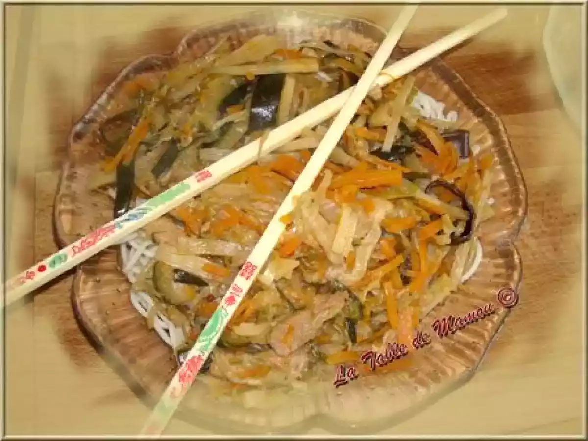 Wok de poulet et porc, et sa farandole de légumes