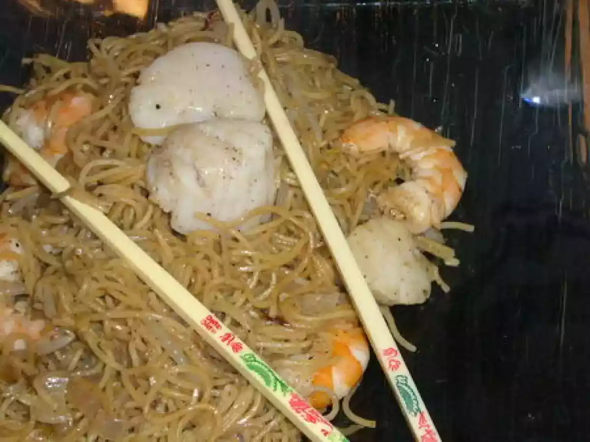 Wok de saint jacques et crevettes