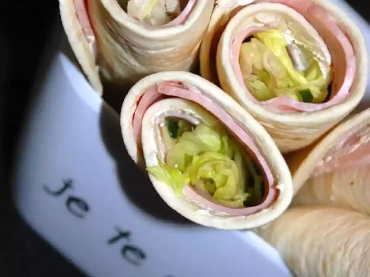 Wraps jambon, fromage frais et laitue