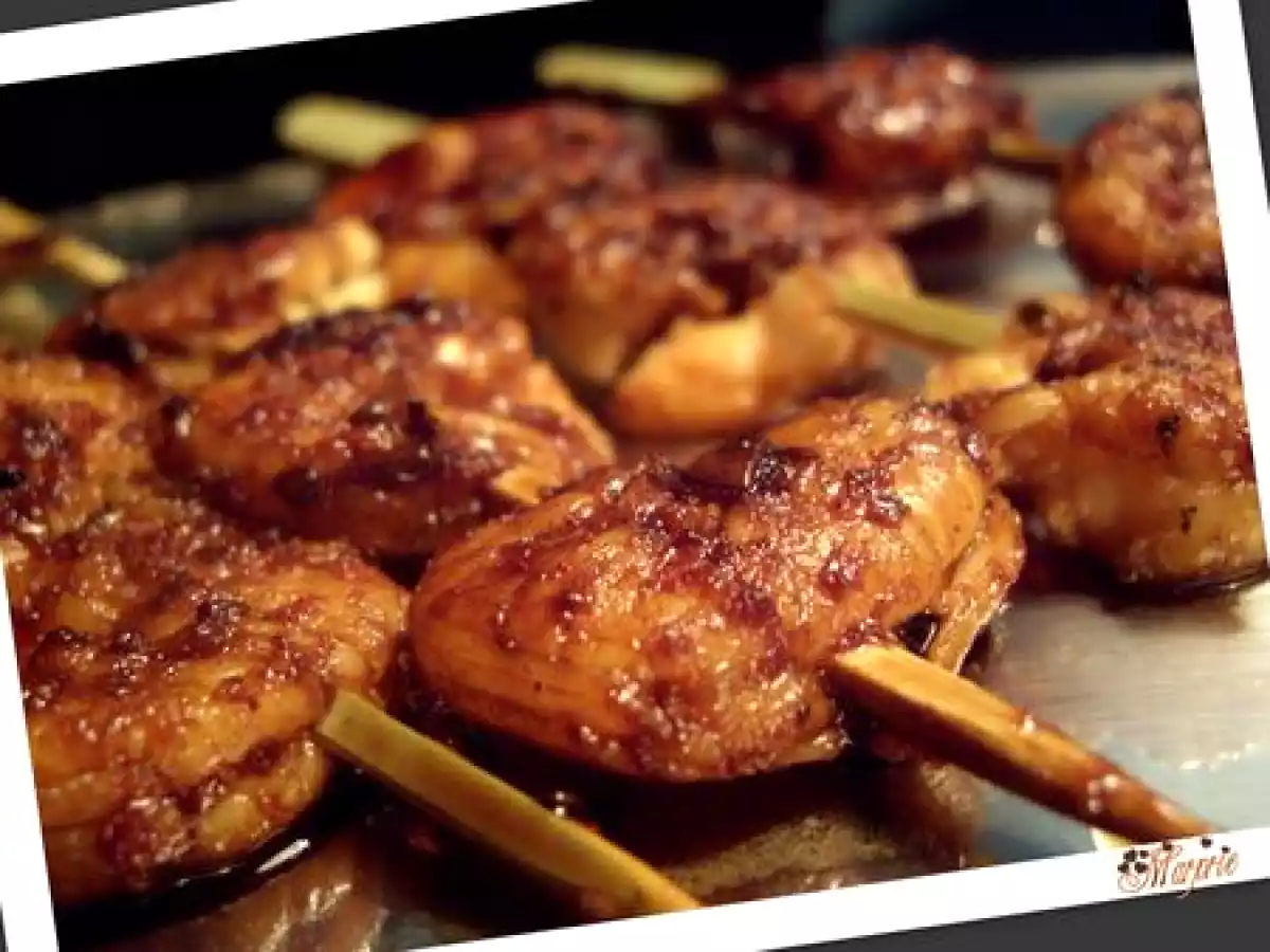 Yakitori de crevettes marinées au citron vert et caramélisées - photo 2