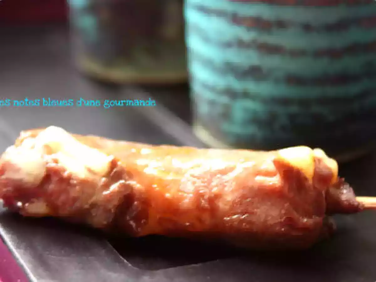 Yakitori de roulés de boeuf au fromage