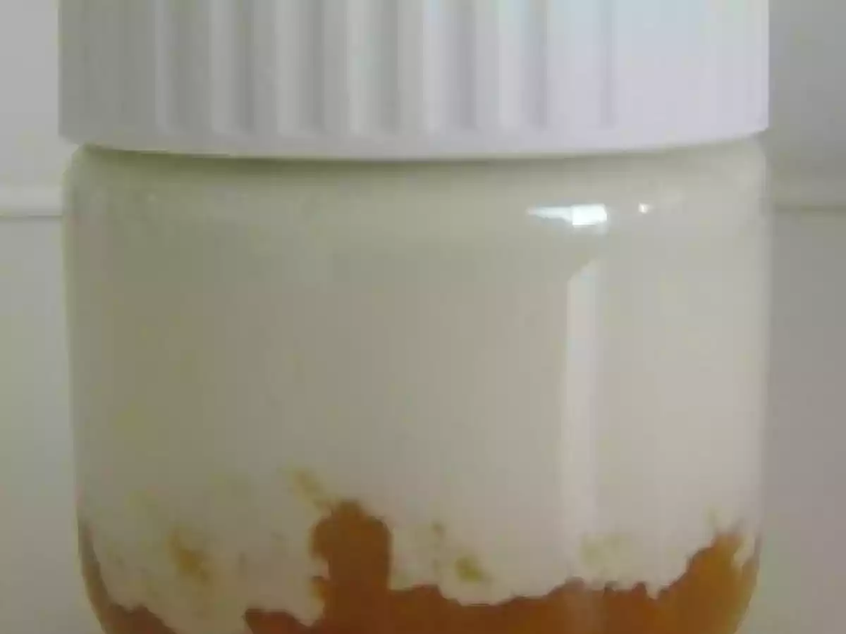 Yaourt à la compote de pêche avec morceaux