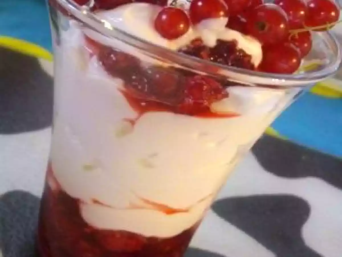 Yaourt grec aux groseilles et framboises au sucre